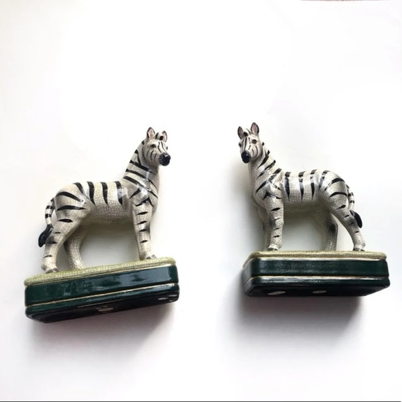 Other - Vintage Ceramic Zebra Bookends Pair